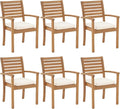 Stackable Patio Dining Chairs Set of 6, Acacia Wood, Stackable Design by OCOrange-Casual