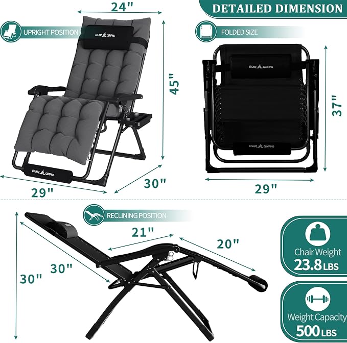 UDPATIO Oversized Zero Gravity Chair Patio Reclining Chairs - Image 3