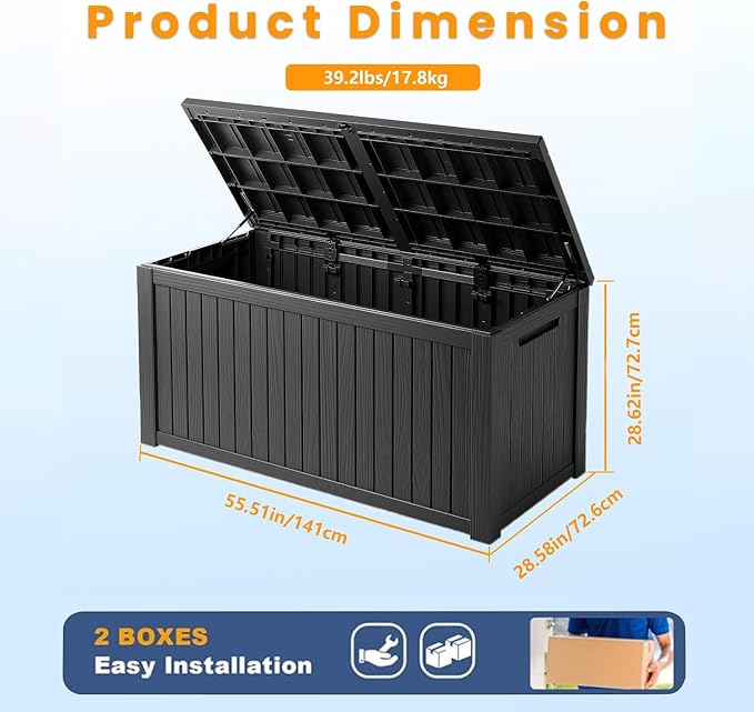 TARKARI 200 Gallon Lockable Resin Deck Box, Waterproof & UV-Resistant Outdoor - Image 2