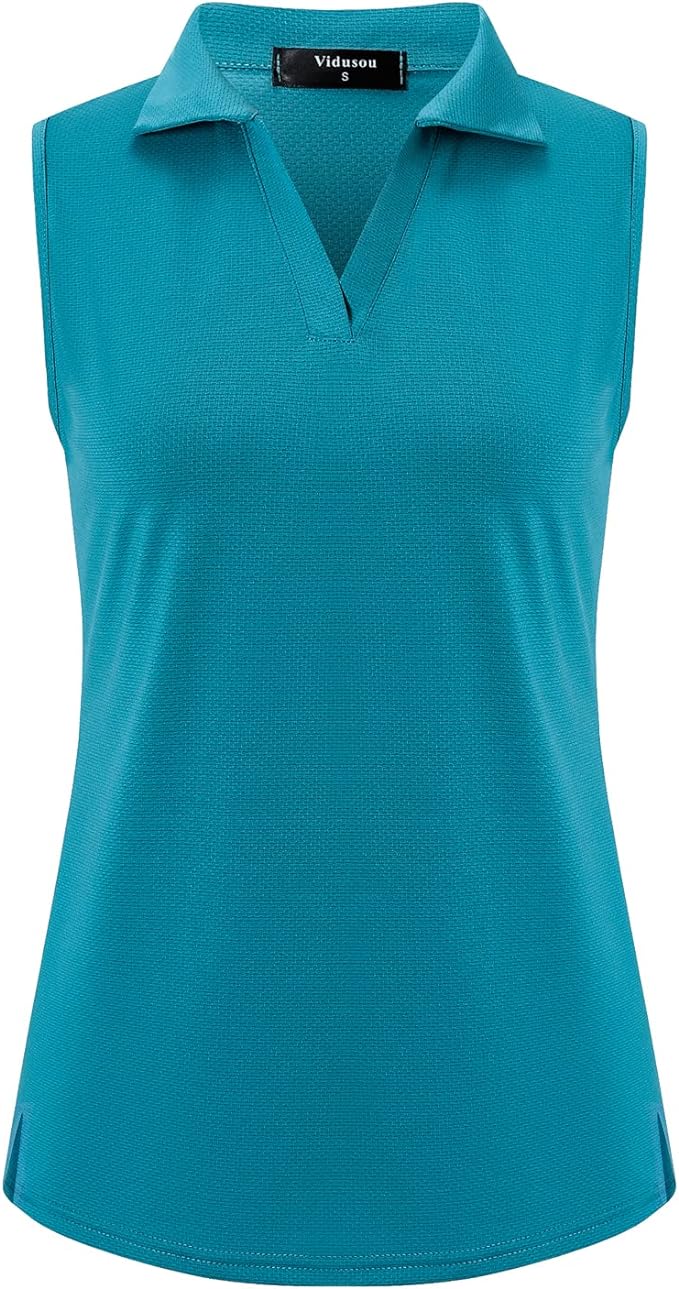 Womens Sleeveless Golf Polo Shirts Lightweight Tennis Sport Tops