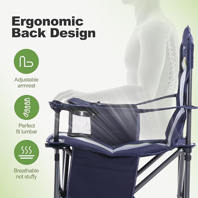 LET'S CAMP Folding Camping Chair Oversized Heavy Duty Padded Outdoor Chair | - Image 8
