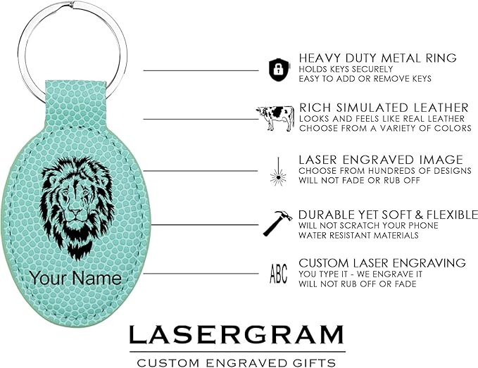 LaserGram Oval Keychain, Palm Trees, Personalized Engraving Included (Basketball Teal)