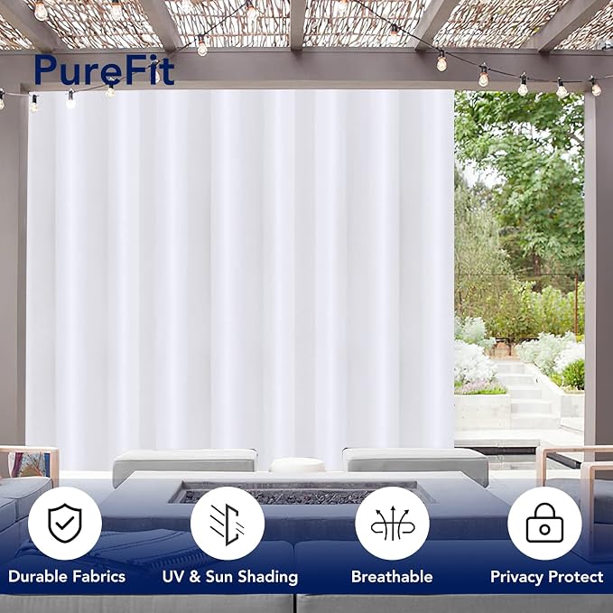 PureFit Outdoor Curtains for Patio Waterproof Weatherproof Outside Curtains | - Image 3