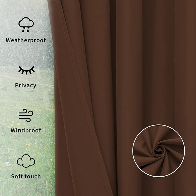 Easy-Going Outdoor Curtains for Patio 1 Panel, 54x120 inch, Weatherproof - Image 6