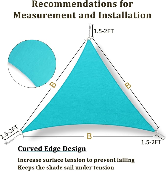 Shade&Beyond Custom Sun Shade Sail 19'x19'x19'TriangleSun Sail Shades Patio UV - Image 5