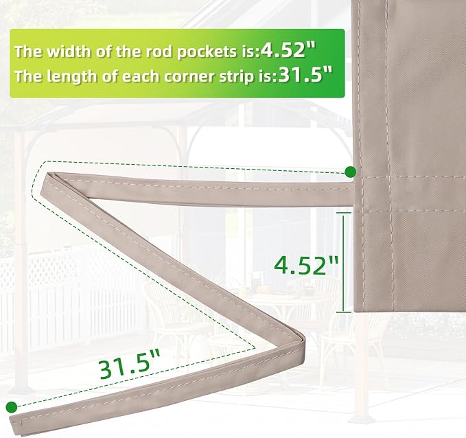 NOVINO Pergola Canopy Cover Replacement Waterproof Pergola Cover, 17x7ft | - Image 7