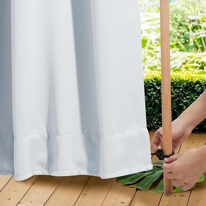 NICETOWN Outdoor Curtains Waterproof Fixed Bottom W52xL95 Greyish White | by NICETOWN