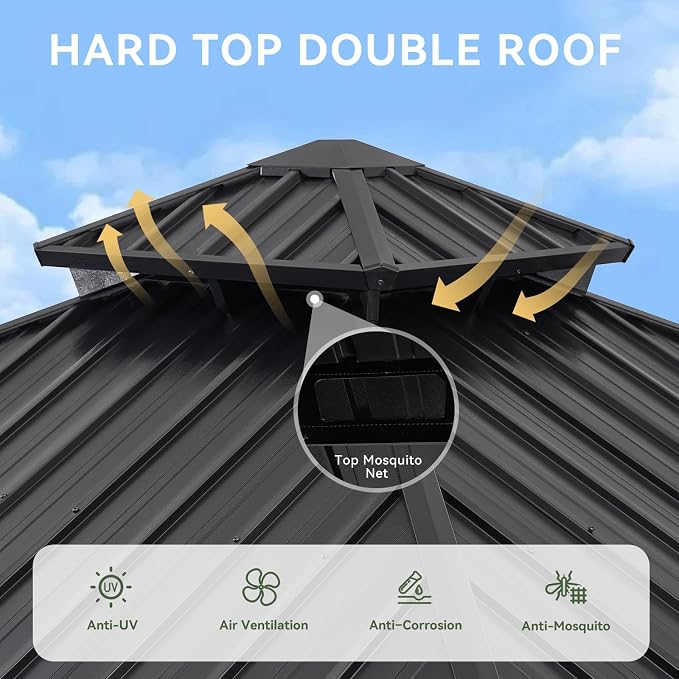 Aoxun Gazebo 8x8 Hardtop Gazebo - Image 7