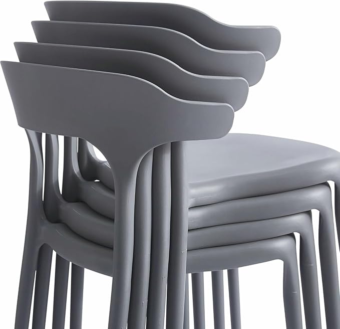 Modern Stackable Dining Chair Set, No Assembly, Plastic Chair, Patio Chair - Image 6