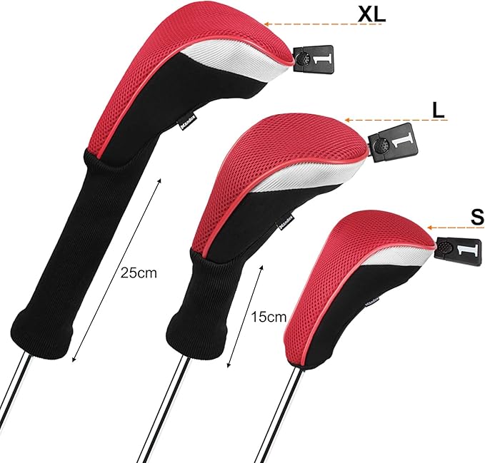 Andux 4pcs/Set Mesh Golf 460cc Driver Fairway Wood Club Head Covers Long Neck with No. Tags