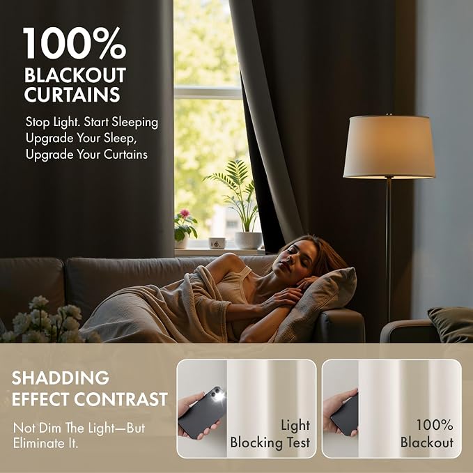MIULEE Cream 100% Blackout Short Curtains - Image 2