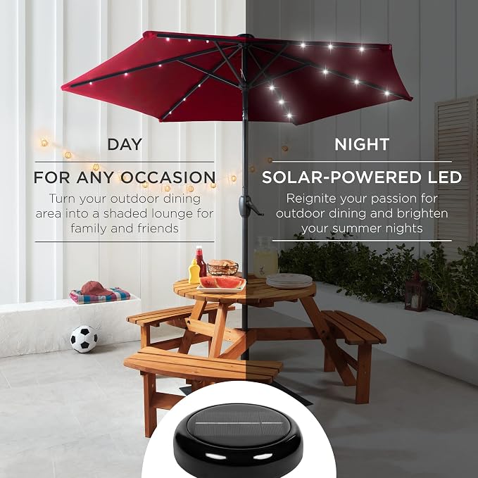 Best Choice Products 7.5ft Solar Umbrella LED Lighted Patio Umbrella, Table - Image 3