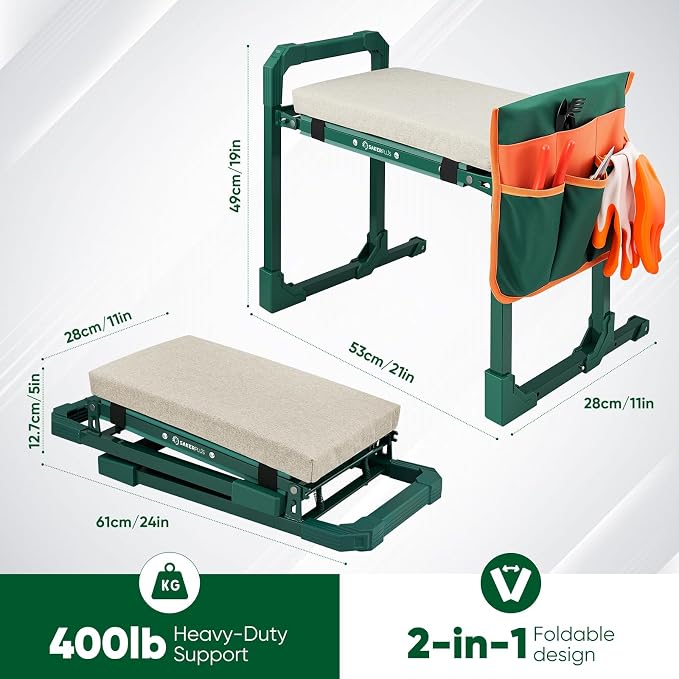 SakerPlus Garden Kneeler and Seat, Heavy Duty Foldable Garden Stool | 10-inch - Image 2