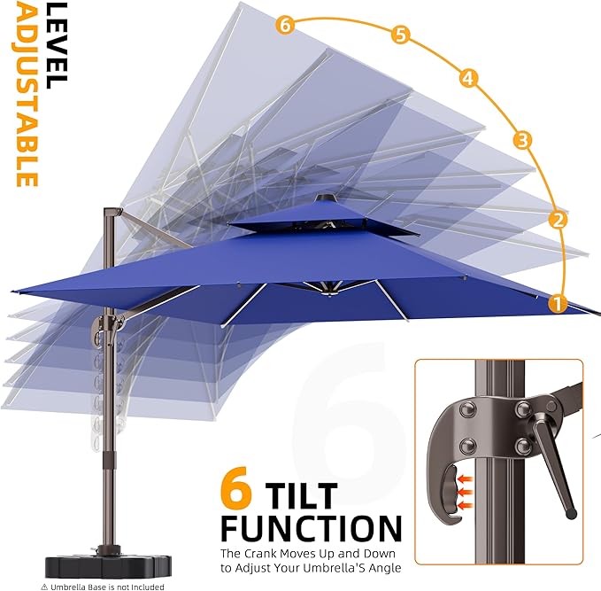 10' X 13' Outdoor Patio Umbrella Large Rectangle Cantilever Umbrella - Image 5