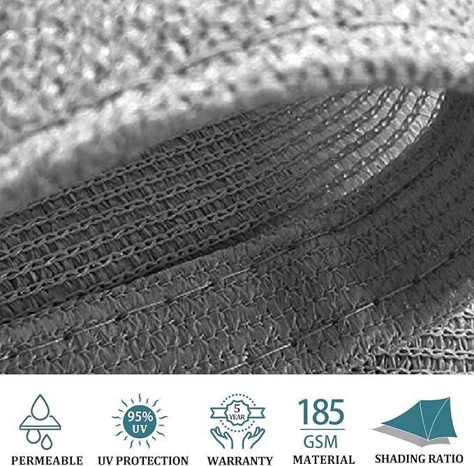 Shade&Beyond Rectangle Sun Shade Sail 20'X20' Permeable Canopy Light Grey - Image 5