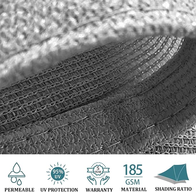 Shade&Beyond 5'x12' Sun Shade Sail Canopy Rectangle, UV Block Breathable Curved - Image 3