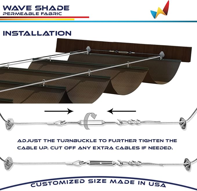 Windscreen4less 4' x 34' Retractable Sun Shade Canopy Cover Sliding Wave Shade - Image 6