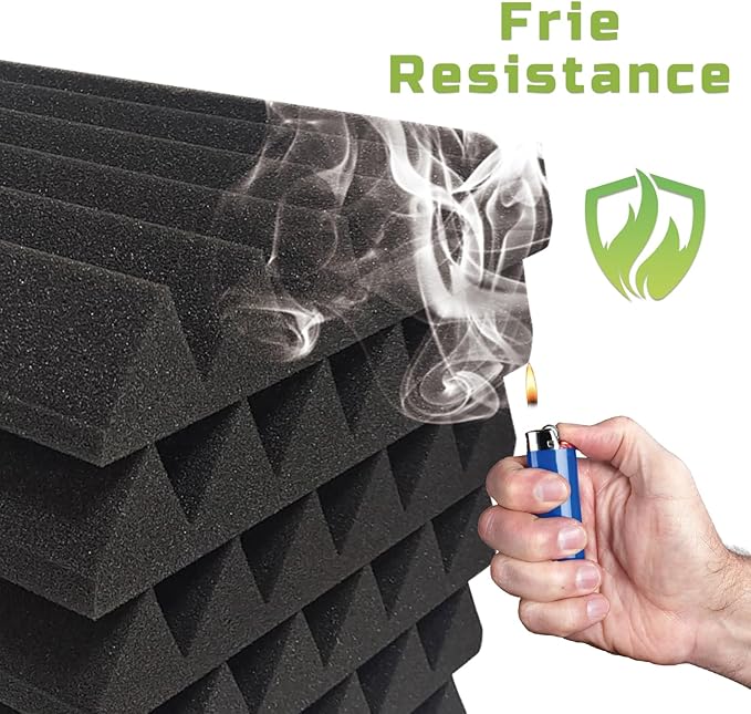 24 Pack Acoustic Foam Panels, 12 x 12 x 2 Inches Mirovant Designed Sound Proof Foam Panels for Walls Soundproofing Wedges Studio Foam Noise Absorbing Black