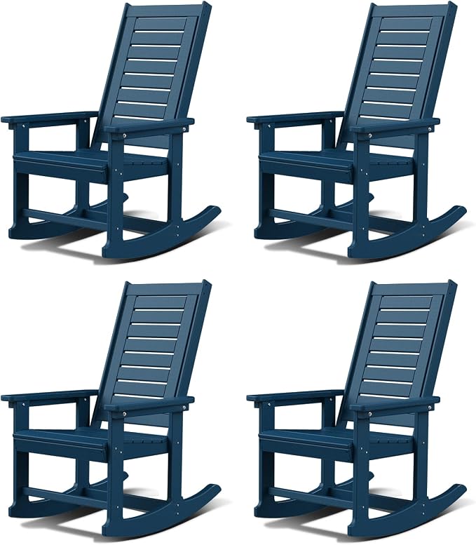 GREENVINES Oversized Outdoor Rocking Chairs Set of 4, HDPE Rocker by GreenVines