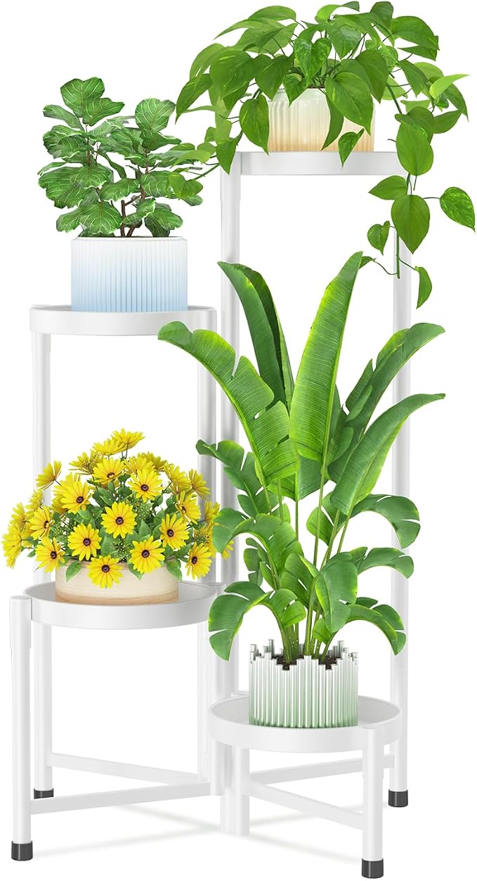 iDavosic.ly Plant Stand Indoor Outdoor, 4 Tier Metal Corner Shelf, Folding by iDavosicly