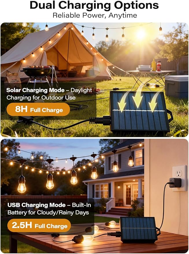 10'x20' Outdoor Gazebo with 100FT String Lights, Metal Heavy Duty Patio Canopy - Image 7
