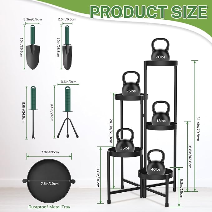 iDavosic.ly Plant Stand with Garden Tools Indoor Outdoor, 5 Tier, Tiered Flower - Image 3