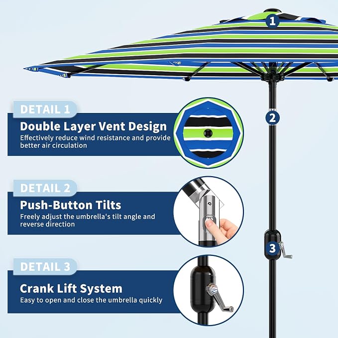 9FT Patio Umbrella Outdoor - Image 2