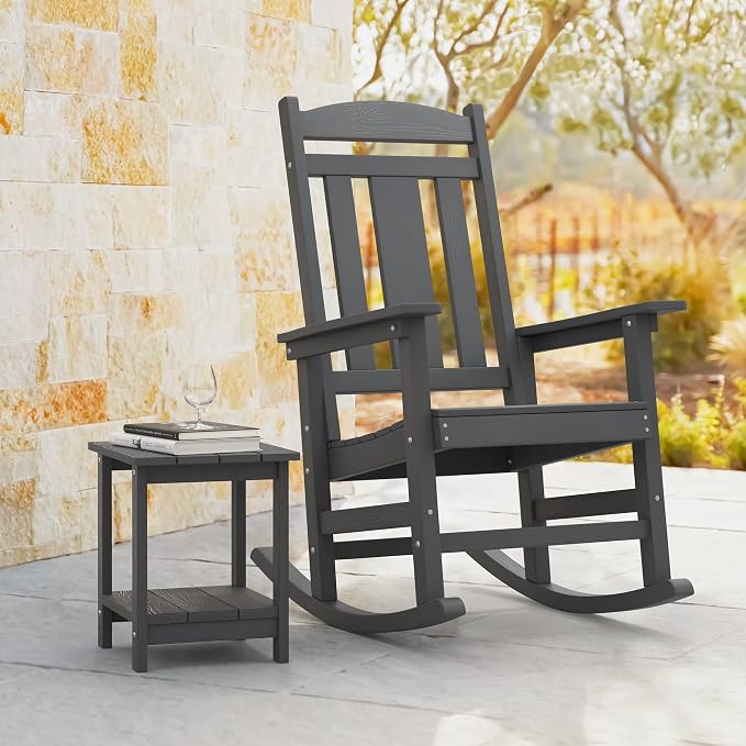 LUE BONA Outdoor Rocking Chairs Set, HDPS Poly Porch Rockers - Image 11
