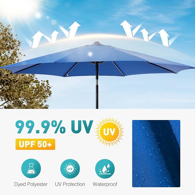 OLIXIS 9ft Patio Table Umbrella, Outdoor Patio Umbrella - Image 3