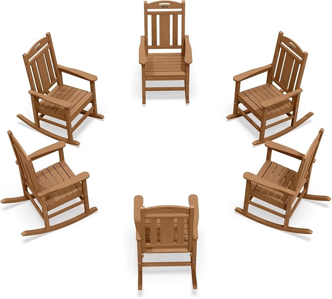 Oversized Outdoor Rocking Chairs Set of 6, 380lbs Heavy-Duty Large Patio Rocker by CIOKEA