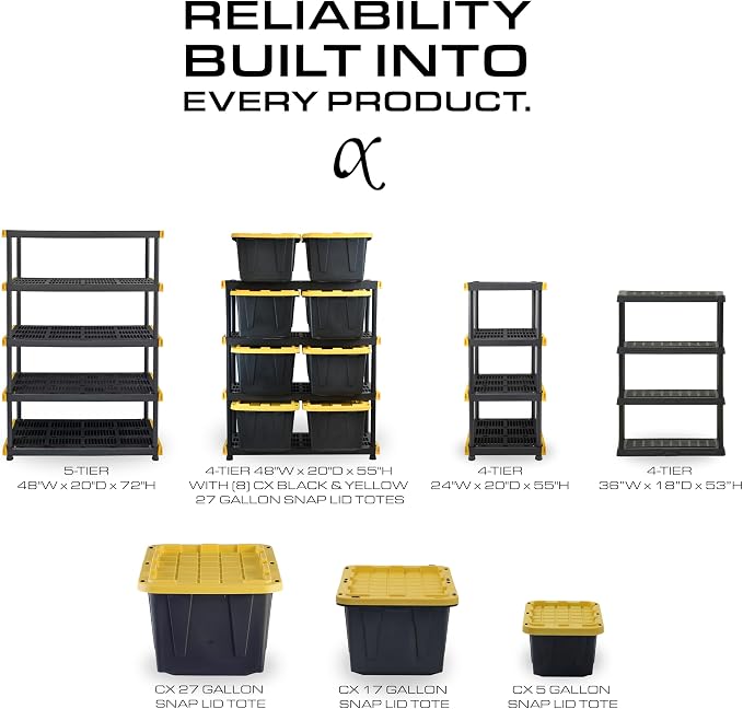 CX 4-Tier Heavy Duty Plastic Storage Shelves - Image 9