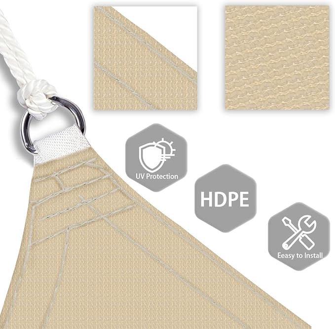 Patio Paradise 19' x 19' x 19' Sun Shade Sail Triangle Canopy Shade Cloth - Image 3