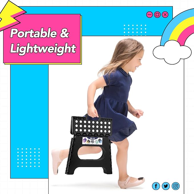 Delxo Folding Step Stool 11 Inch, 300 Lbs Step Stool - Image 2