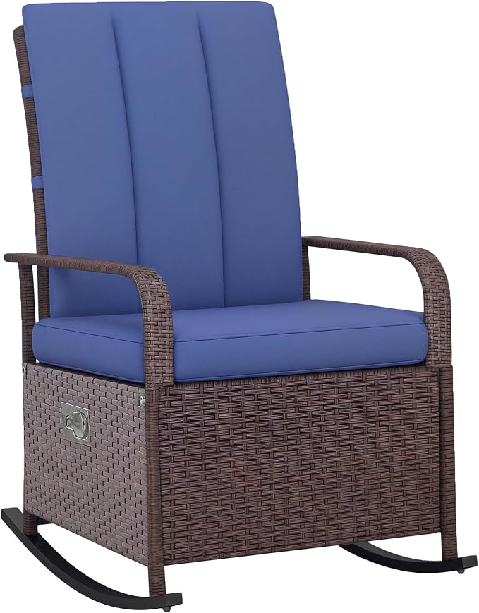 Outsunny Wicker Outdoor Rocking Chair, Patio Recliner by Outsunny