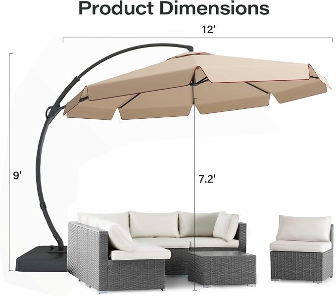 12ft Patio Cantilever Umbrella - Image 3