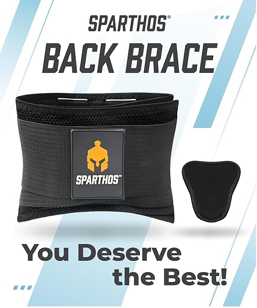 Sparthos Lumbar Support Belt - Immediate Relief from Back Pain, Sciatica, Herniated Disc - Adjustable Lower Back Waist Brace +Lumbar Pad - For Men & Women, Fits 63–73″ Waist (XXX-Large, Check Sizing)