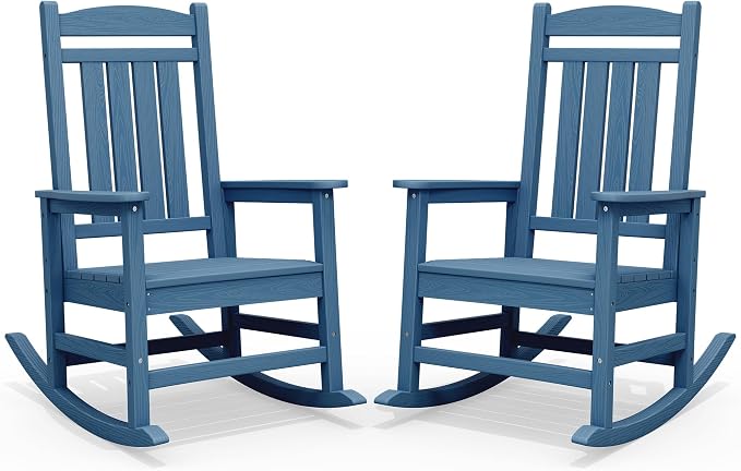SERWALL Outdoor Rocking Chair Set of 2, Oversized Patio Rocking Chair, Porch by SERWALL