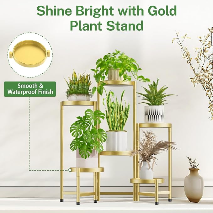 iDavosic.ly Plant Stand Indoor Outdoor, 6 Tier Metal Corner Shelf, Folding - Image 7