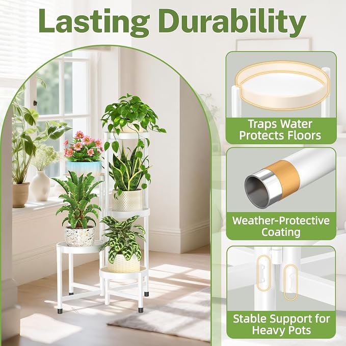 iDavosic.ly Plant Stand Indoor Outdoor, 5 Tier Metal Corner Shelf, Folding - Image 5