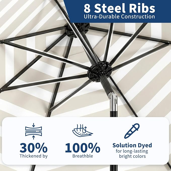 GarveeLife 9FT Patio Umbrella Outdoor, Market Umbrella, Table Umbrella - Image 5