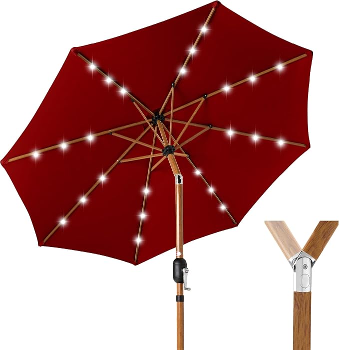 Best Choice Products 10ft Solar Market Patio Umbrella w/Woodgrain Pattern Pole by Unknown