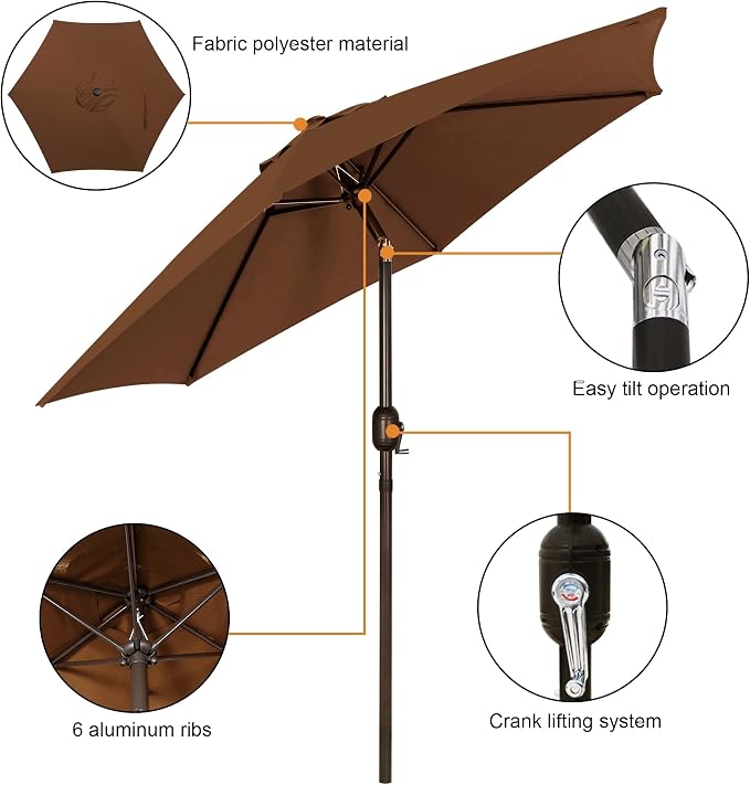 7.5 ft Patio Umbrella, Yard Umbrella, Outdoor Market Umbrella - Image 2