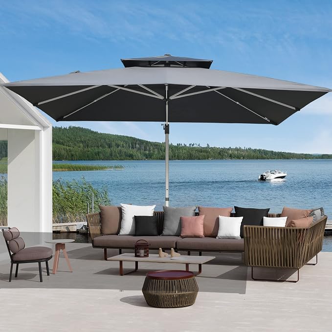 Cantilever Patio Umbrella with Cross Base and Cover Included - Image 6