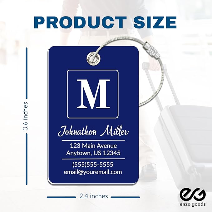 Personalized Luggage Tag | 10 Pack | Custom Luggage Tags for Suitcases | Kids Backpack Tag | 10 Color Options & Choose Font, Font Color