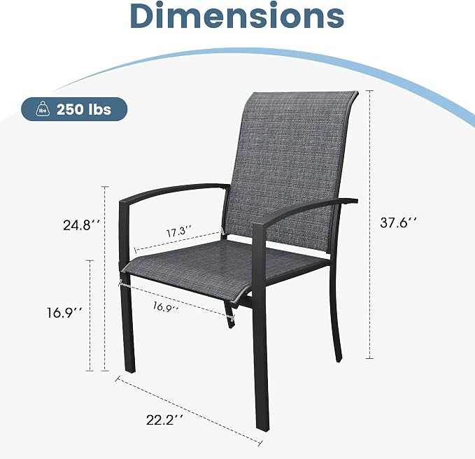 DIFY Patio Chairs Set of 2, Stackable Outdoor Dining Chairs - Image 3
