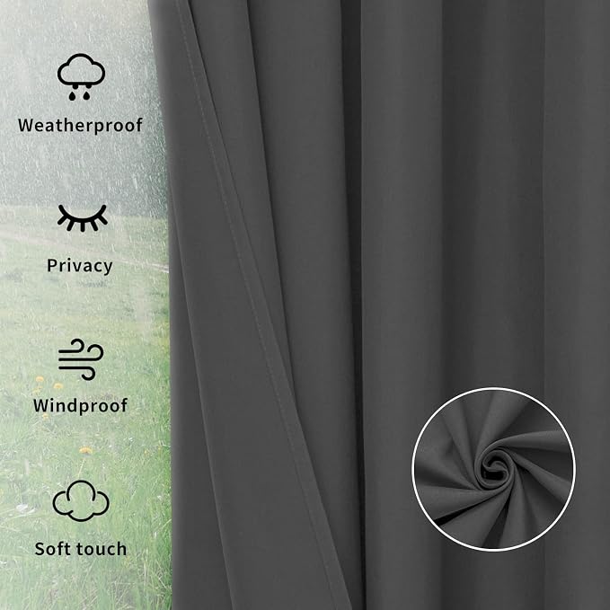 Easy-Going Outdoor Curtains for Patio 1 Panel, 54x72 inch, Weatherproof Privacy - Image 6