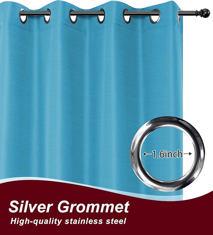 Grommet Outdoor Curtains for Patio Waterproof 8 Pcs 54x84 In Teal | - Image 2