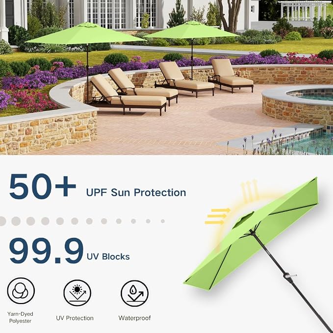 6.5' x 10' Rectangular Patio Umbrella Large Outdoor Market Umbrella w/UV - Image 6