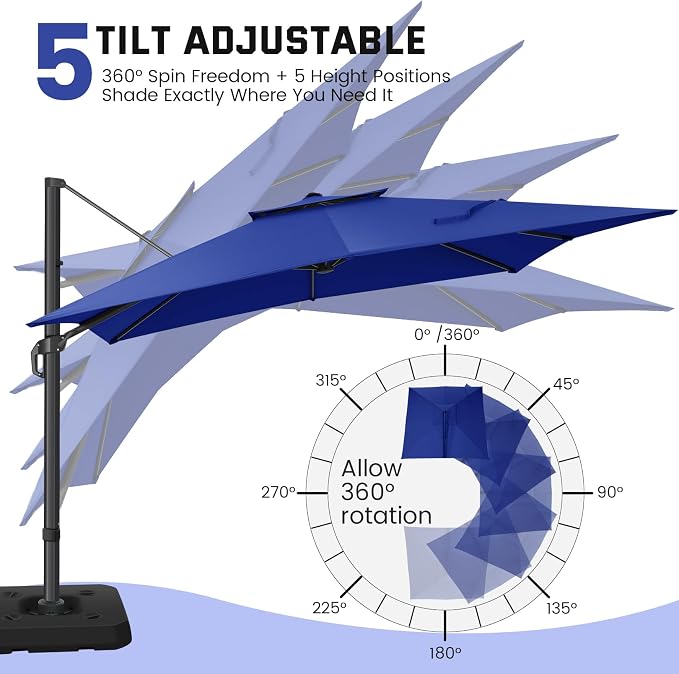 Hoteel Outdoor Patio Umbrella - 10ft Cantilever Umbrella - Image 8