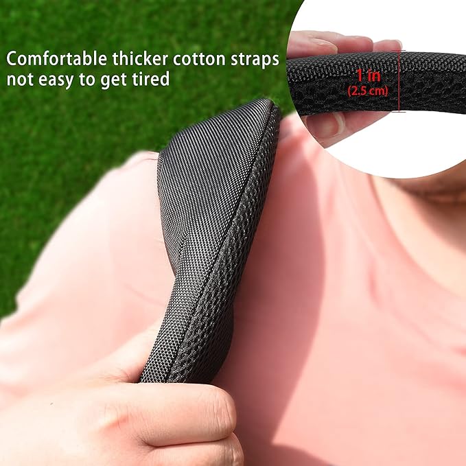 BIG TEETH Golf Bag Strap,Adjustable Padded Bag Strap Replacement,Golf Double Shoulder Bag Straps with 4Pcs Rotate Hooks
